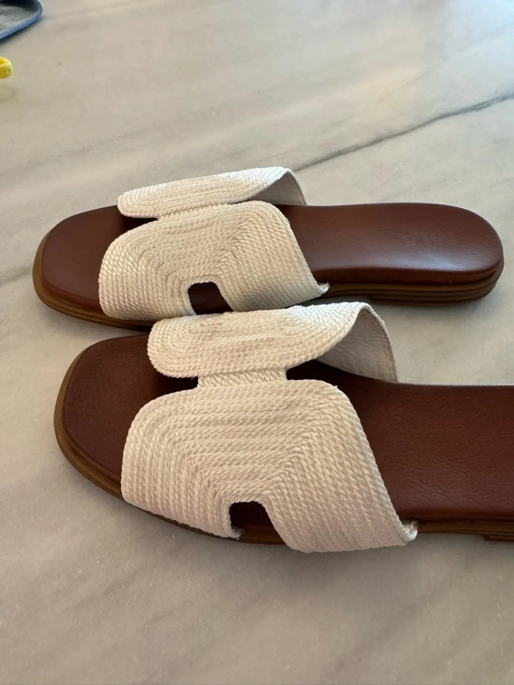Mia Woven Strap Slide Sandals in White - Picture 2 of 5
